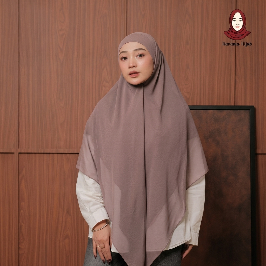Hanania Hijab - Aura Khiban French Square Syar'i L Segiempat Tali | Khimar Bandana Ceruty Babydoll