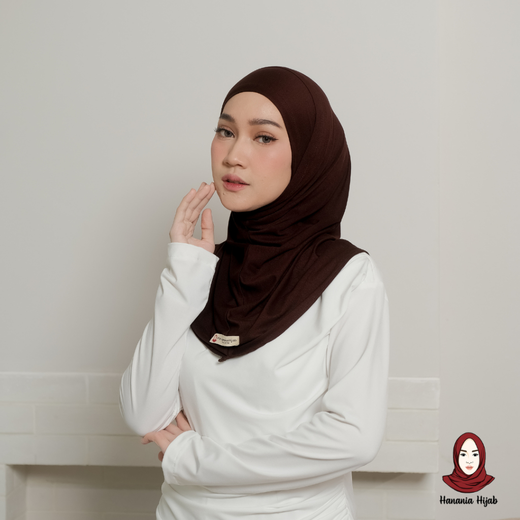 Hanania Hijab - Bergo Instan Padel Size S Karet Dagu Softpad Rayon Cooltech