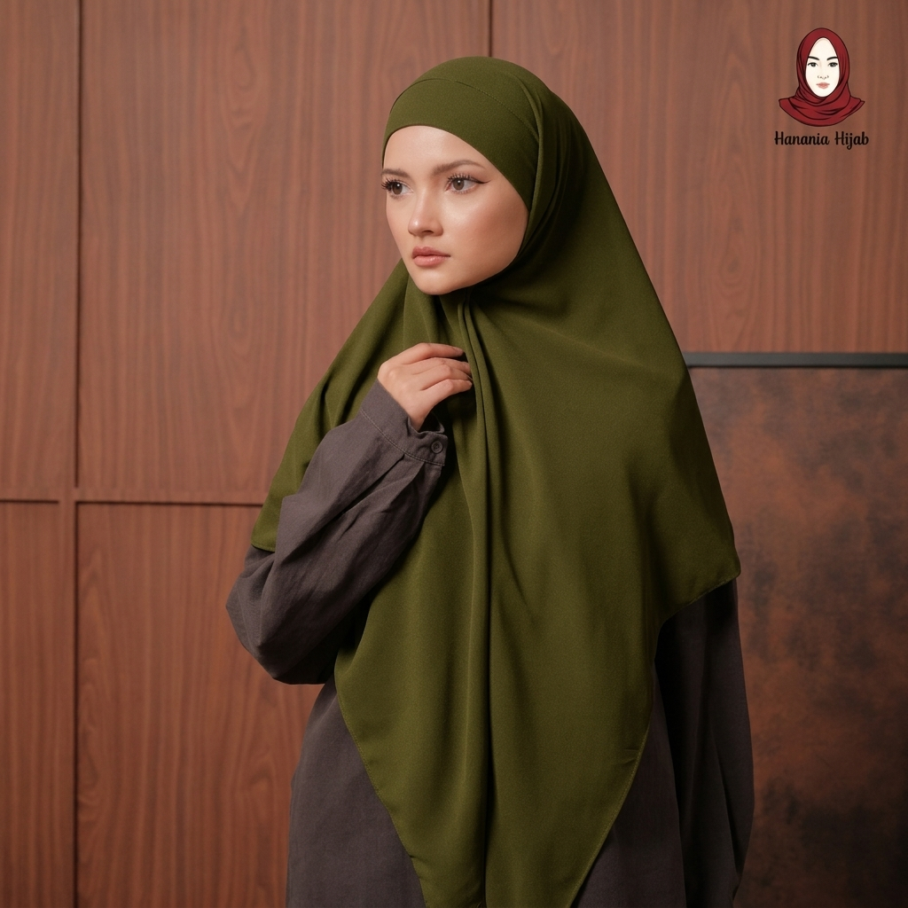 Hanania Hijab - Aura Khiban French Square Segiempat Tali Size M | Khimar Bandana Ceruty Babydoll