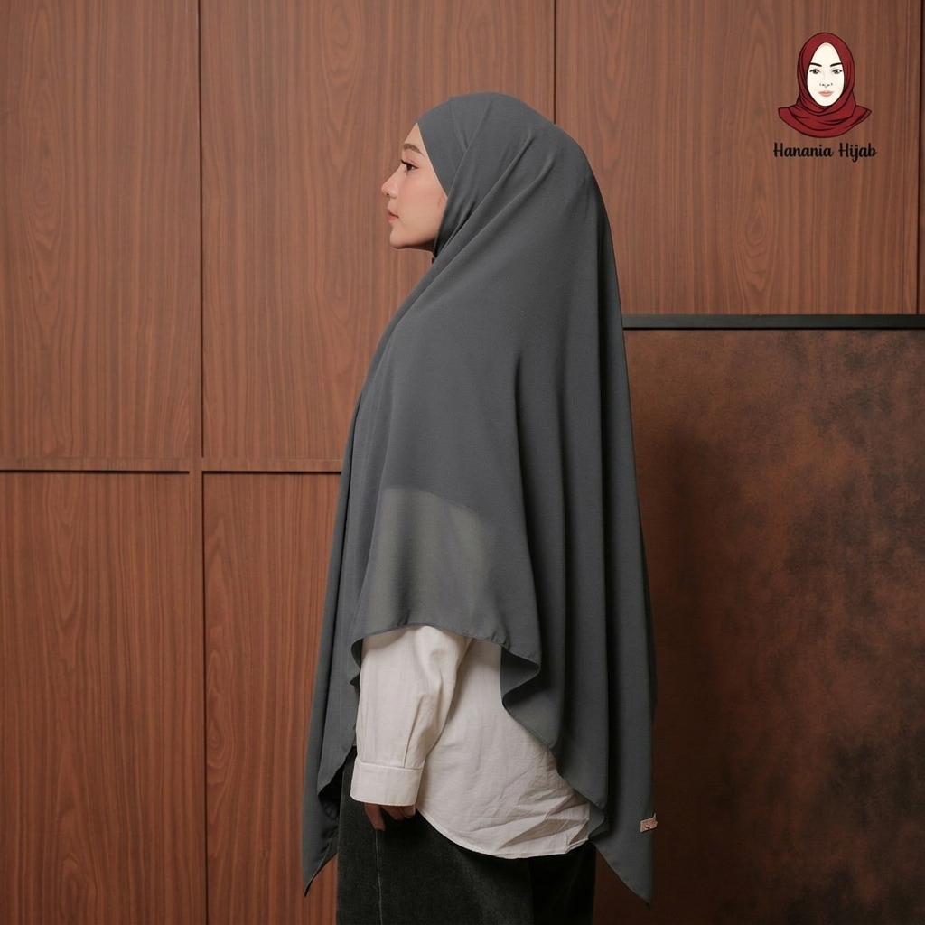 Hanania Hijab - Aura Khiban French Square Syar'i Jumbo XL Segiempat Tali | Khimar Bandana Ceruty Babydoll Utimate