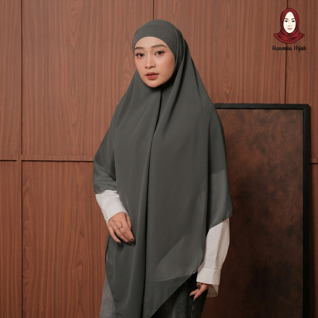 Hanania Hijab - Aura Khiban French Square Syar'i Jumbo XL Segiempat Tali | Khimar Bandana Ceruty Babydoll Utimate