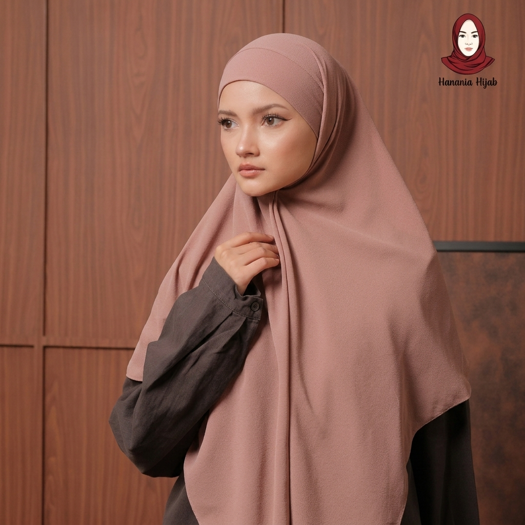 Hanania Hijab - Aura Khiban French Square Segiempat Tali Size M | Khimar Bandana Ceruty Babydoll