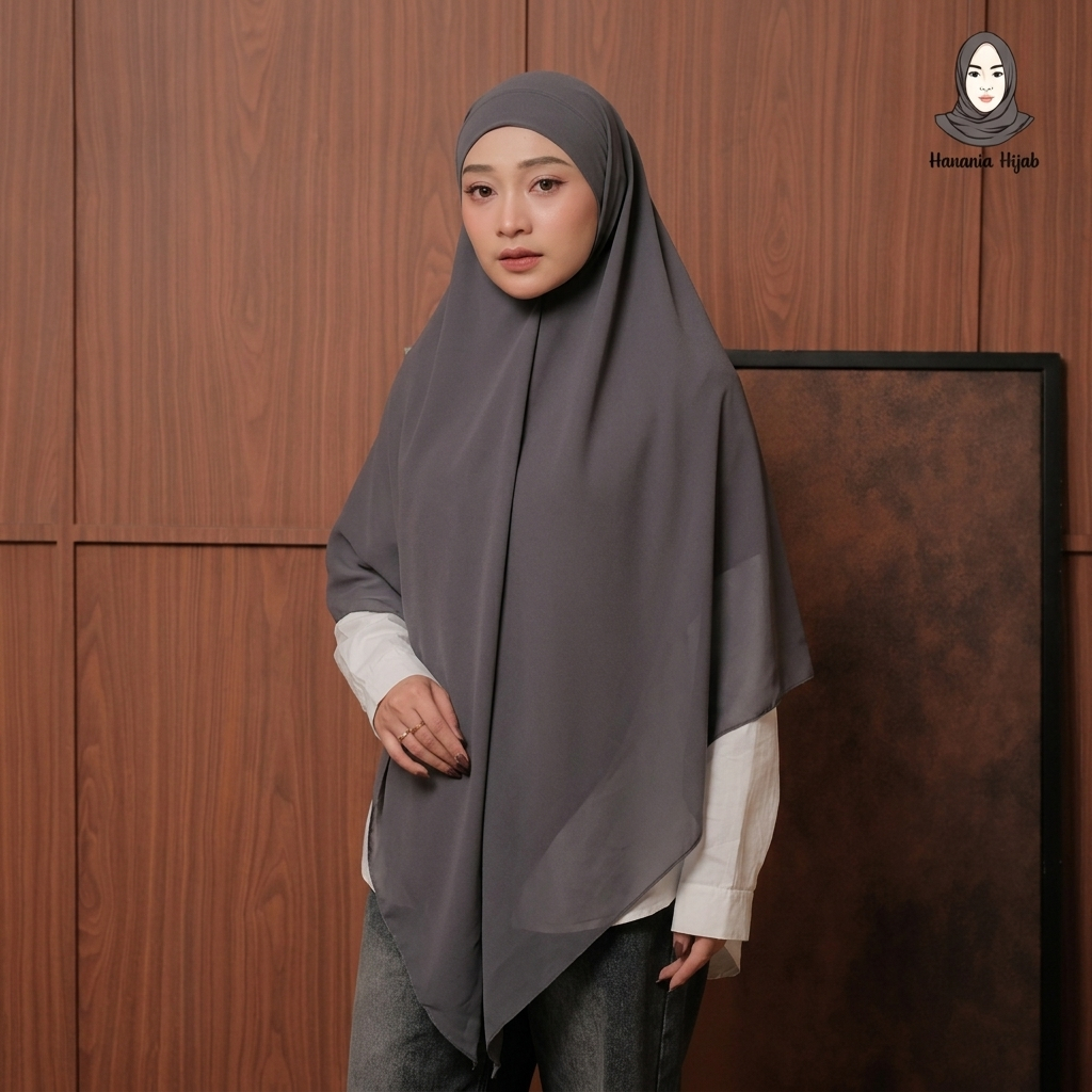 Hanania Hijab - Aura Khiban French Square Syar'i Jumbo XL Segiempat Tali | Khimar Bandana Ceruty Babydoll Utimate