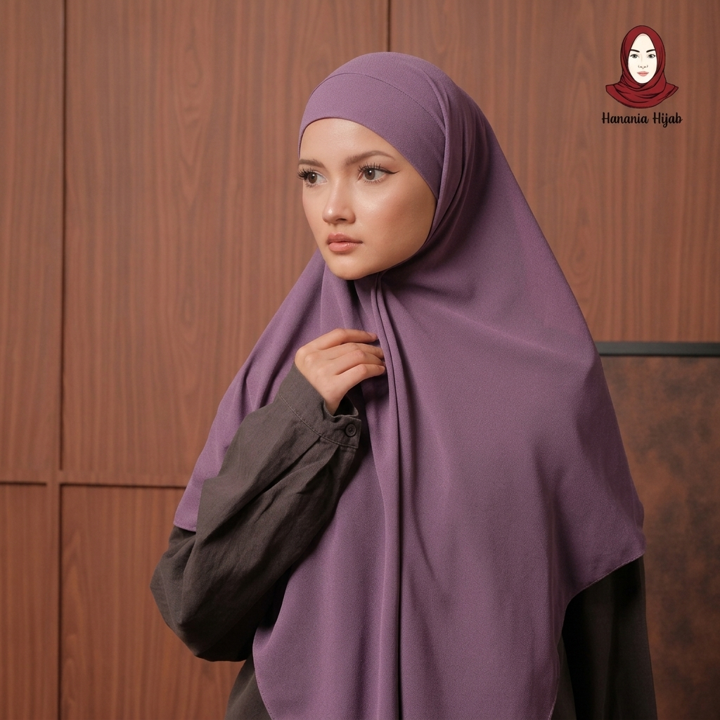 Hanania Hijab - Aura Khiban French Square Segiempat Tali Size M | Khimar Bandana Ceruty Babydoll
