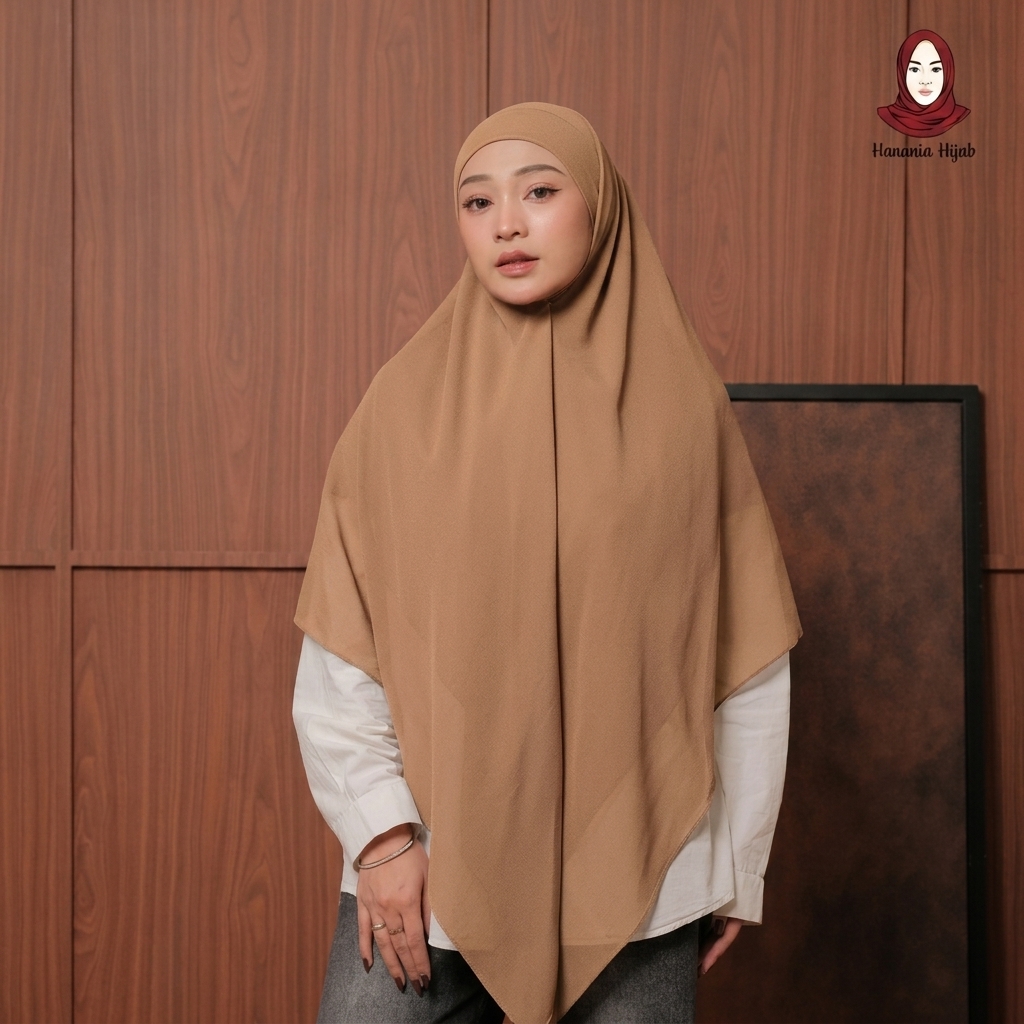 Hanania Hijab - Aura Khiban French Square Syar'i L Segiempat Tali | Khimar Bandana Ceruty Babydoll