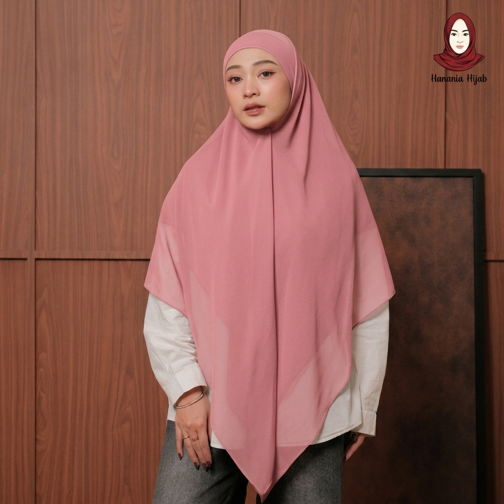 Hanania Hijab - Aura Khiban French Square Syar'i Jumbo XL Segiempat Tali | Khimar Bandana Ceruty Babydoll Utimate
