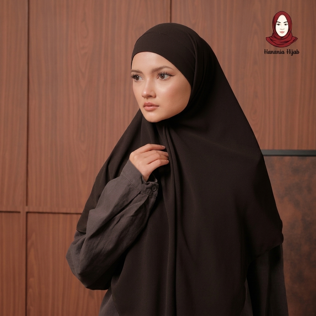 Hanania Hijab - Aura Khiban French Square Segiempat Tali Size M | Khimar Bandana Ceruty Babydoll