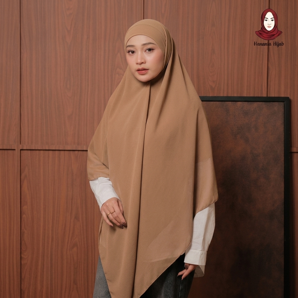 Hanania Hijab - Aura Khiban French Square Syar'i Jumbo XL Segiempat Tali | Khimar Bandana Ceruty Babydoll Utimate