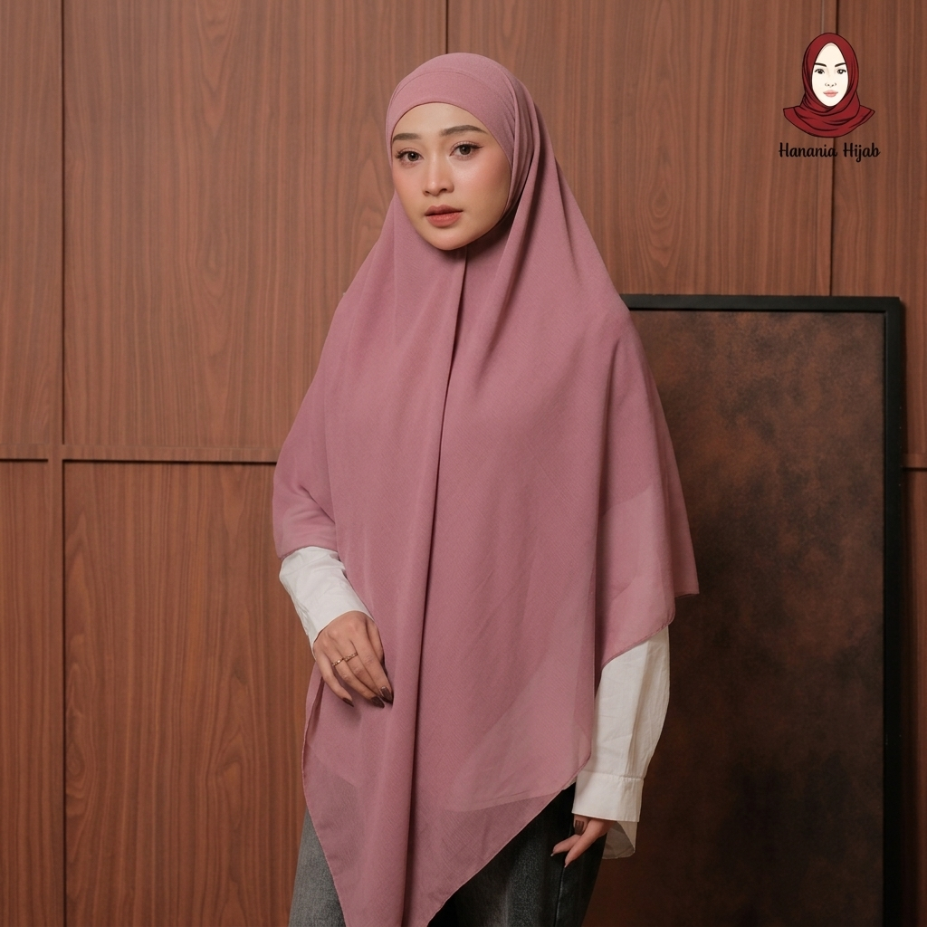 Hanania Hijab - Aura Khiban French Square Syar'i Jumbo XL Segiempat Tali | Khimar Bandana Ceruty Babydoll Utimate