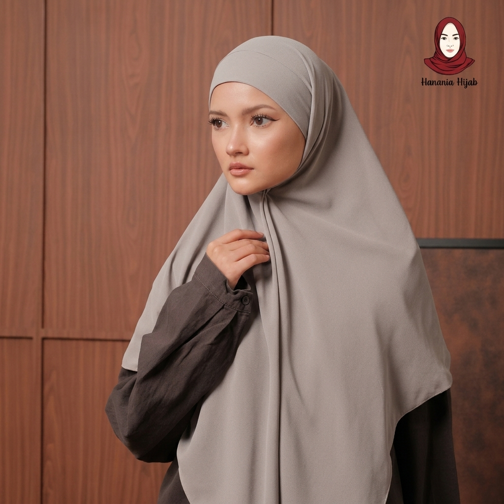 Hanania Hijab - Aura Khiban French Square Segiempat Tali Size M | Khimar Bandana Ceruty Babydoll