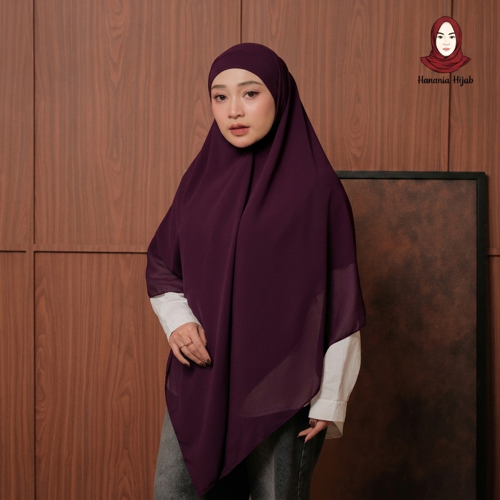 Hanania Hijab - Aura Khiban French Square Syar'i Jumbo XL Segiempat Tali | Khimar Bandana Ceruty Babydoll Utimate