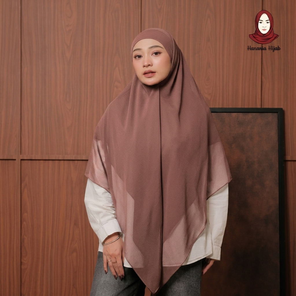 Hanania Hijab - Aura Khiban French Square Syar'i L Segiempat Tali | Khimar Bandana Ceruty Babydoll