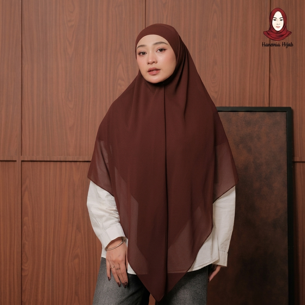 Hanania Hijab - Aura Khiban French Square Syar'i L Segiempat Tali | Khimar Bandana Ceruty Babydoll
