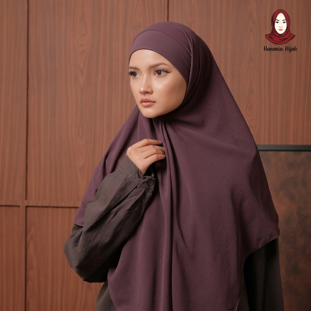 Hanania Hijab - Aura Khiban French Square Segiempat Tali Size M | Khimar Bandana Ceruty Babydoll