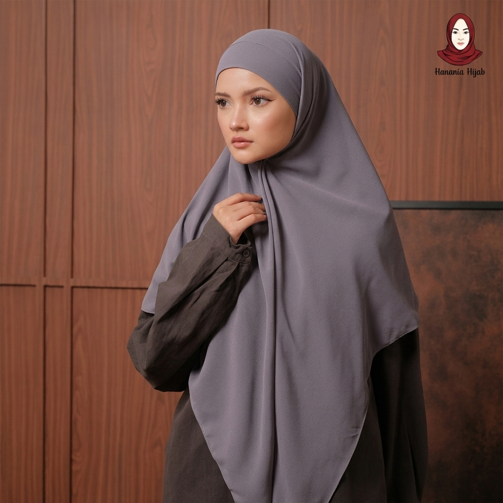 Hanania Hijab - Aura Khiban French Square Segiempat Tali Size M | Khimar Bandana Ceruty Babydoll