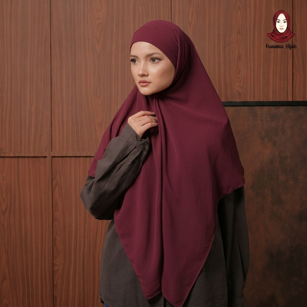 Hanania Hijab - Aura Khiban French Square Segiempat Tali Size M | Khimar Bandana Ceruty Babydoll