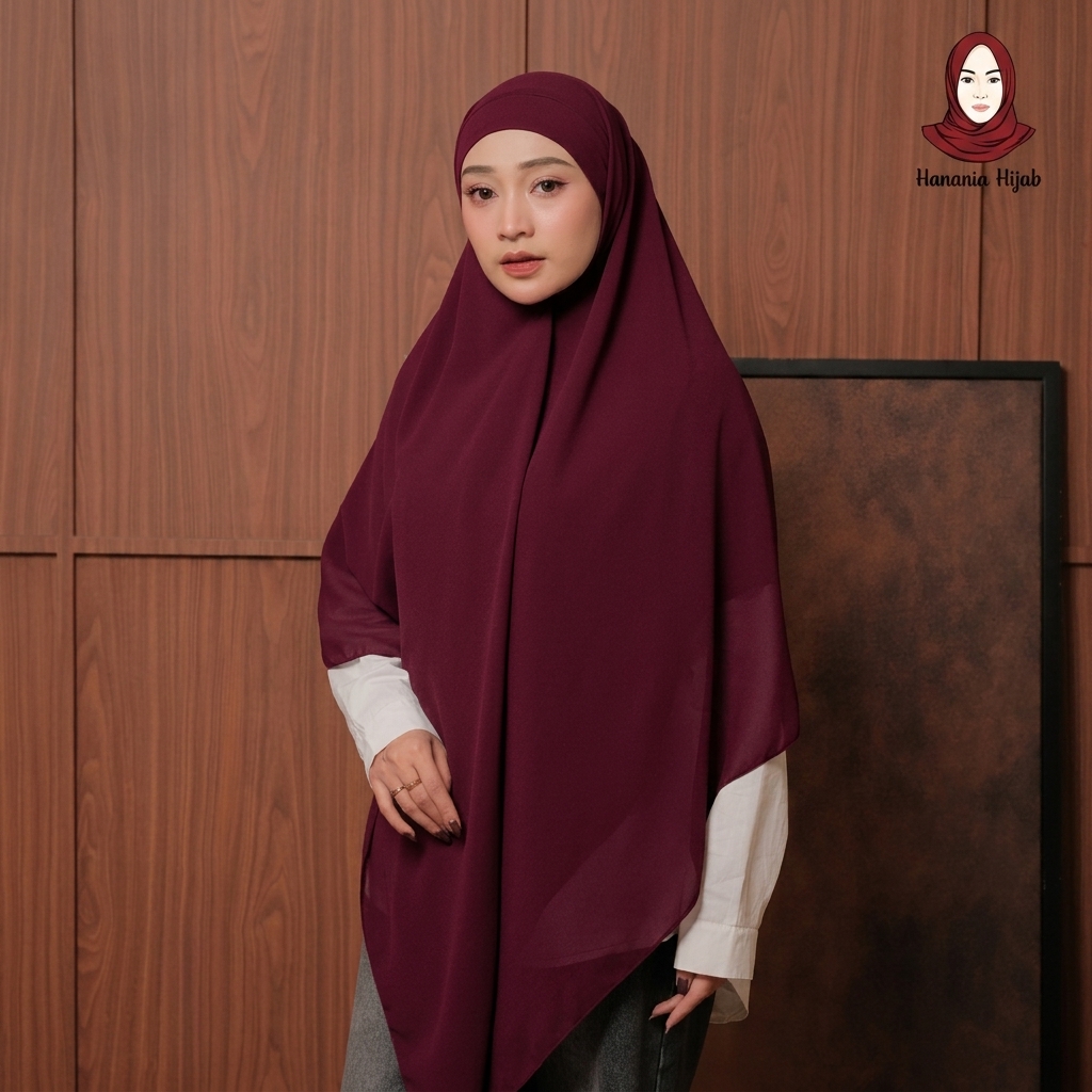 Hanania Hijab - Aura Khiban French Square Syar'i Jumbo XL Segiempat Tali | Khimar Bandana Ceruty Babydoll Utimate