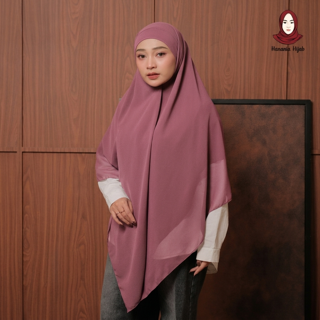 Hanania Hijab - Aura Khiban French Square Syar'i Jumbo XL Segiempat Tali | Khimar Bandana Ceruty Babydoll Utimate