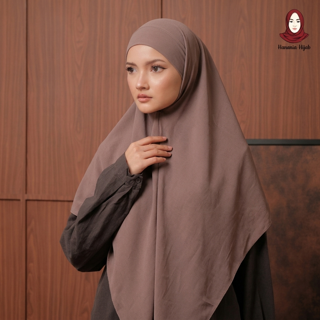 Hanania Hijab - Aura Khiban French Square Segiempat Tali Size M | Khimar Bandana Ceruty Babydoll
