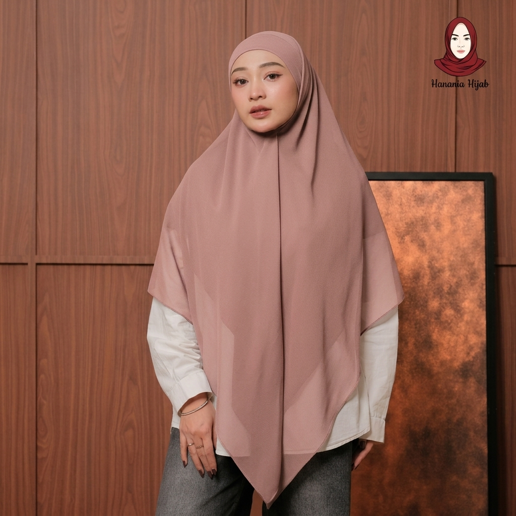 Hanania Hijab - Aura Khiban French Square Syar'i L Segiempat Tali | Khimar Bandana Ceruty Babydoll