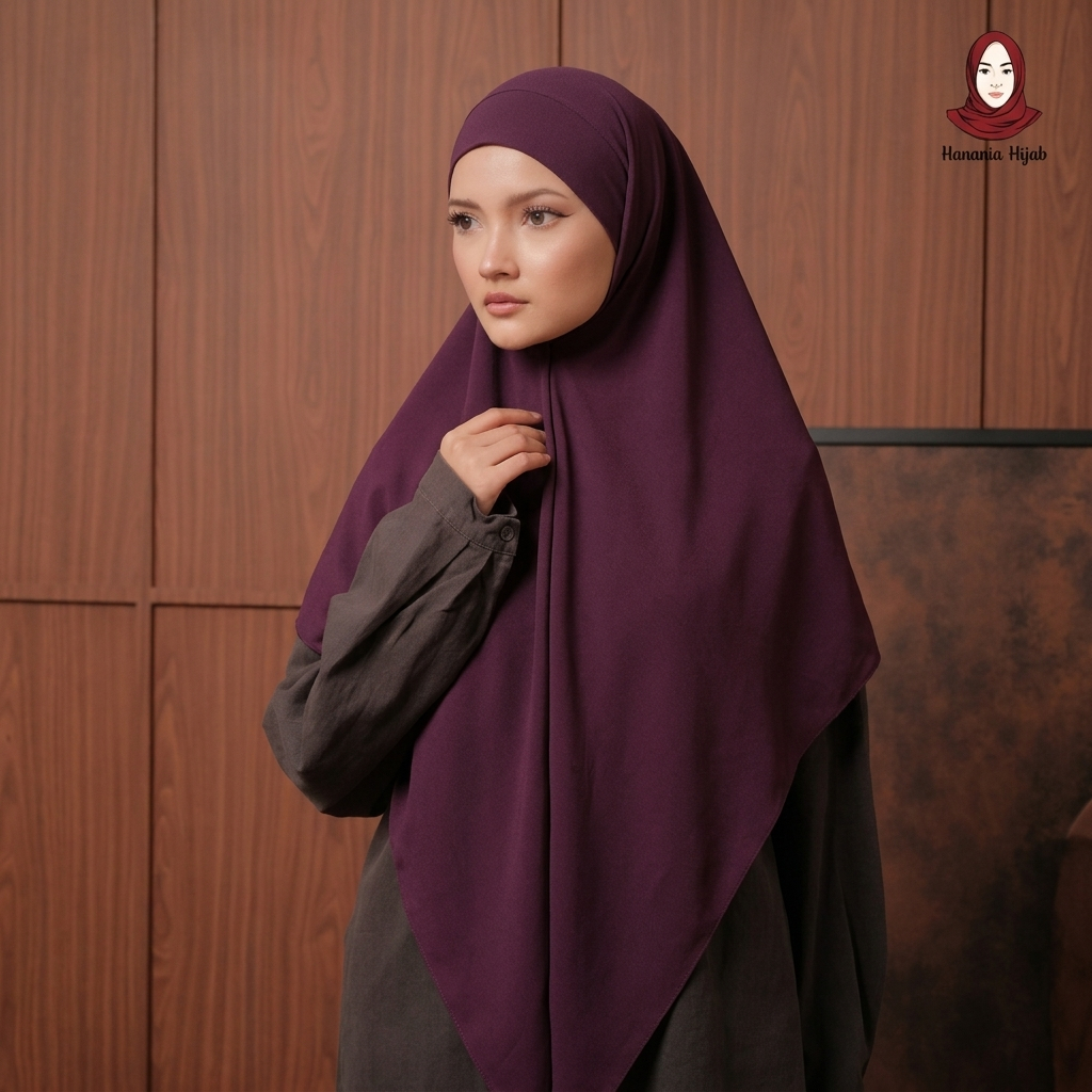 Hanania Hijab - Aura Khiban French Square Segiempat Tali Size M | Khimar Bandana Ceruty Babydoll