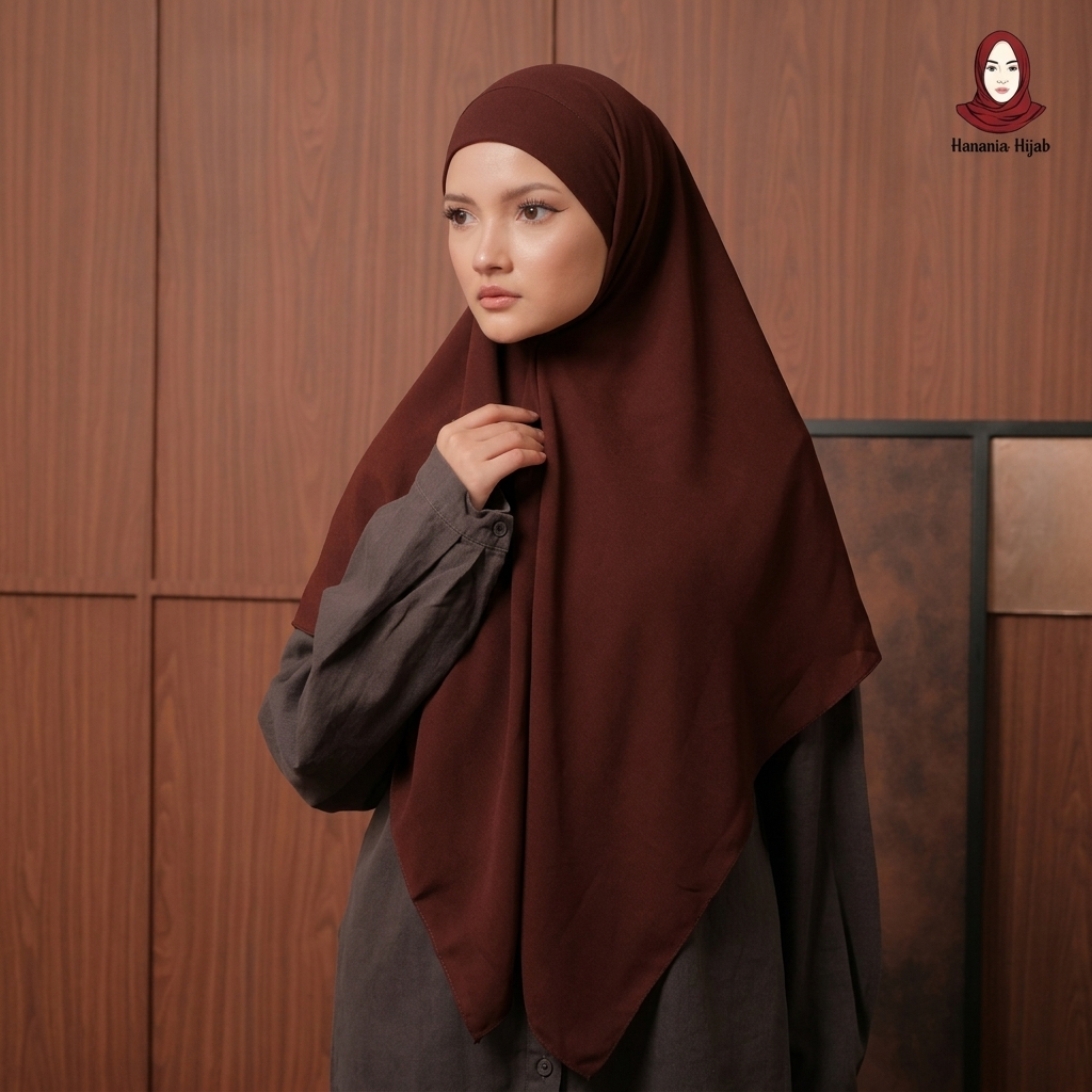 Hanania Hijab - Aura Khiban French Square Segiempat Tali Size M | Khimar Bandana Ceruty Babydoll