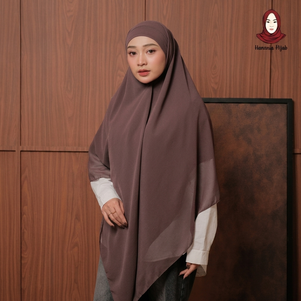 Hanania Hijab - Aura Khiban French Square Syar'i Jumbo XL Segiempat Tali | Khimar Bandana Ceruty Babydoll Utimate