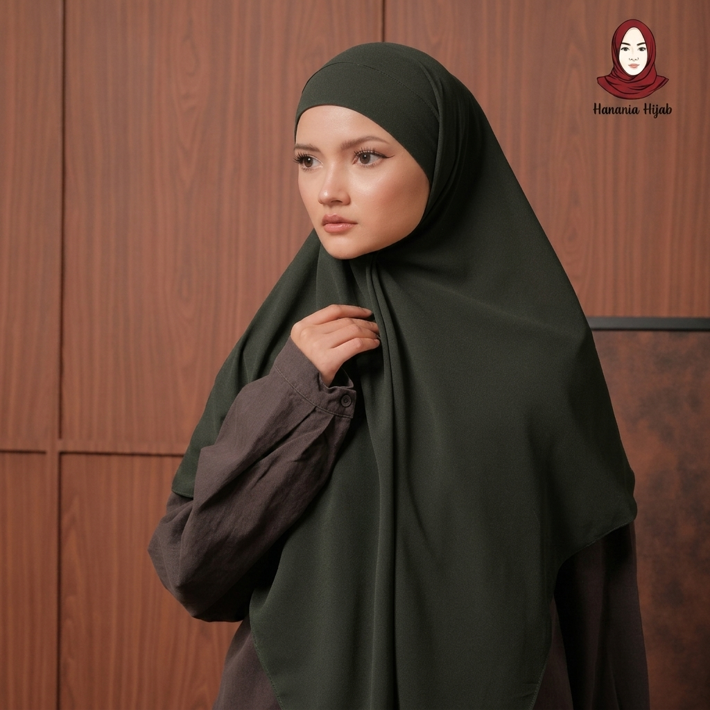 Hanania Hijab - Aura Khiban French Square Segiempat Tali Size M | Khimar Bandana Ceruty Babydoll