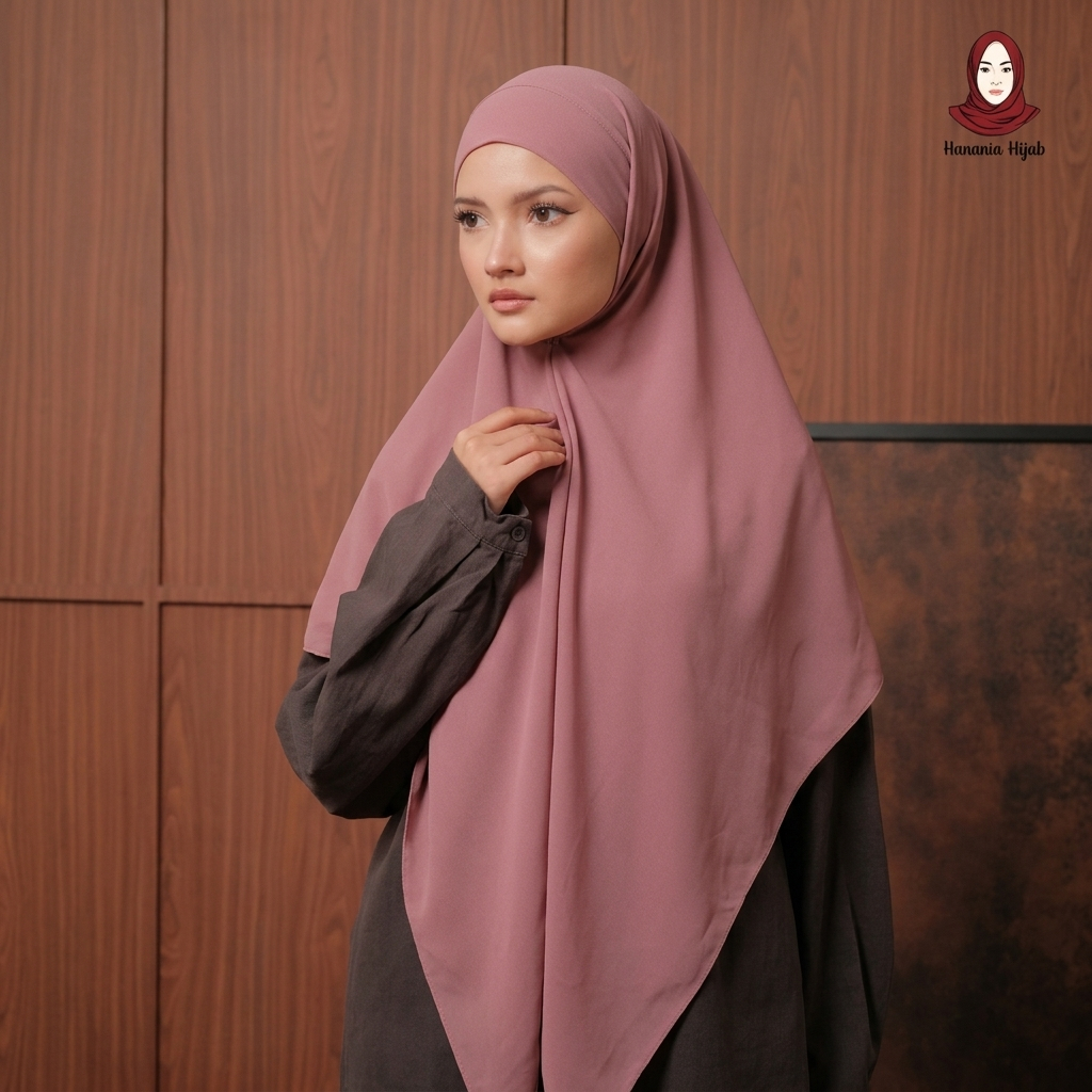 Hanania Hijab - Aura Khiban French Square Segiempat Tali Size M | Khimar Bandana Ceruty Babydoll