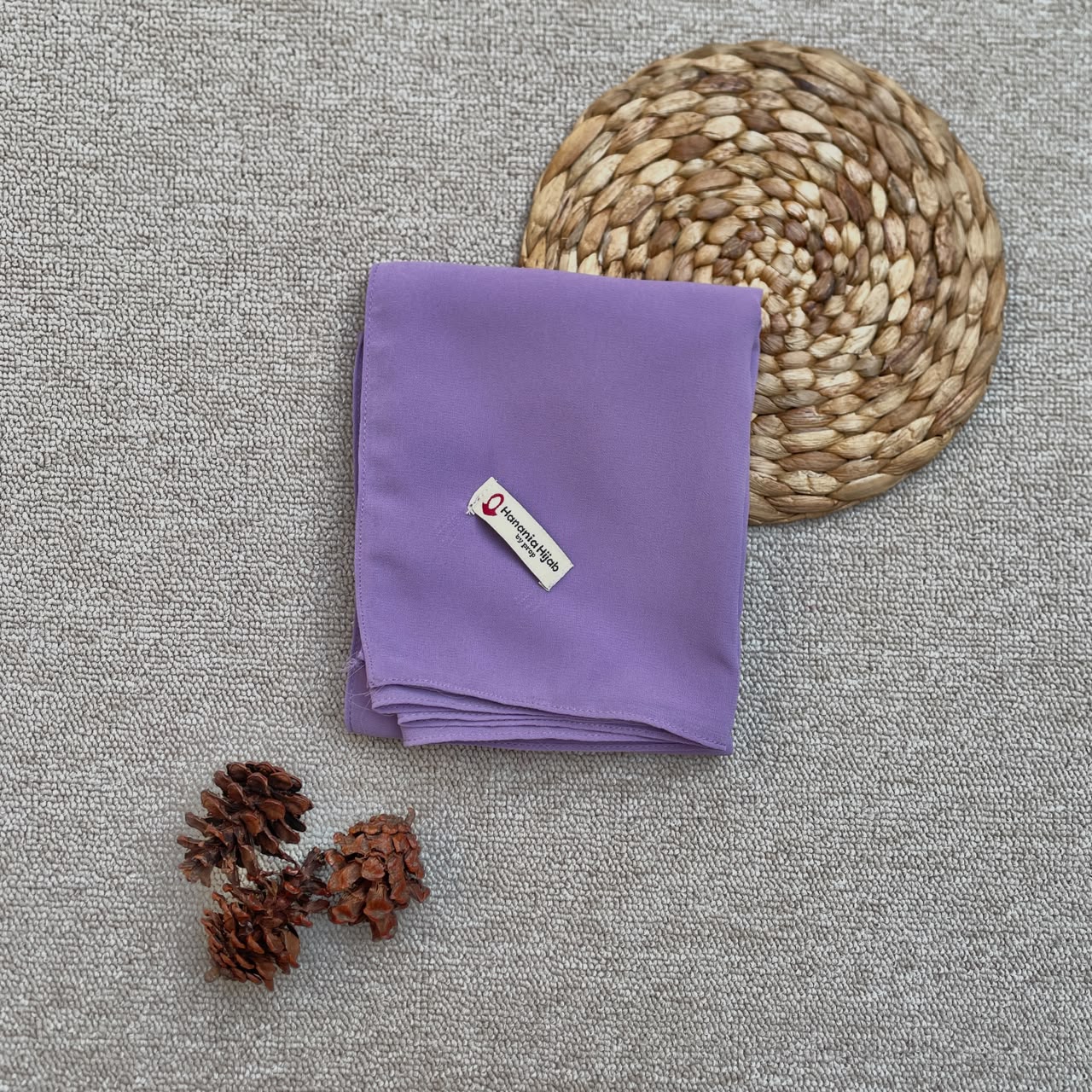 Hanania Hijab - Aura Khiban French Square Segiempat Tali Size M | Khimar Bandana Ceruty Babydoll