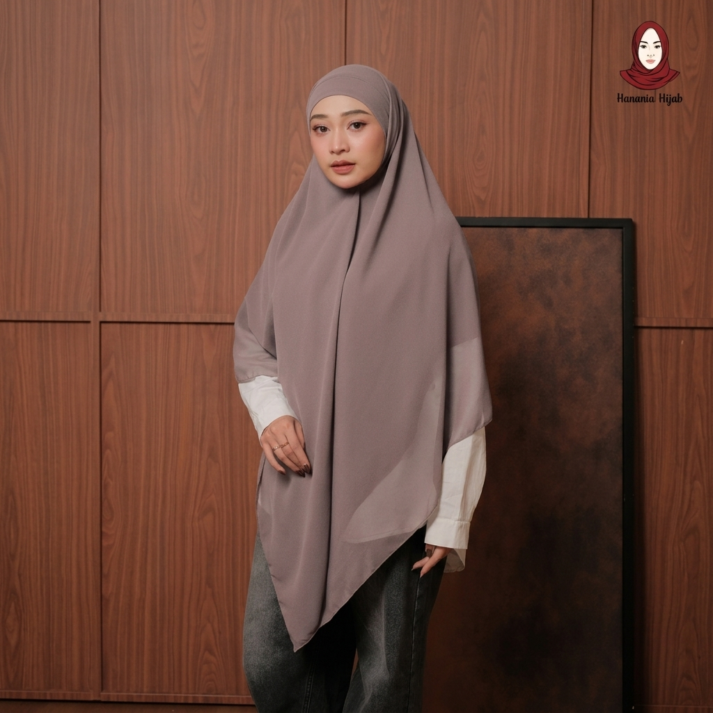 Hanania Hijab - Aura Khiban French Square Syar'i Jumbo XL Segiempat Tali | Khimar Bandana Ceruty Babydoll Utimate