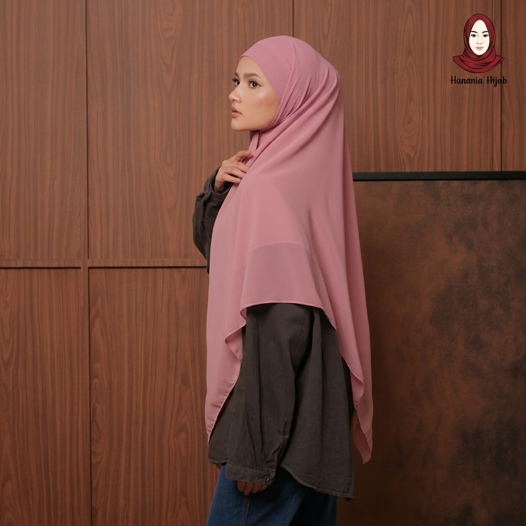 Hanania Hijab - Aura Khiban French Square Syar'i L Segiempat Tali | Khimar Bandana Ceruty Babydoll