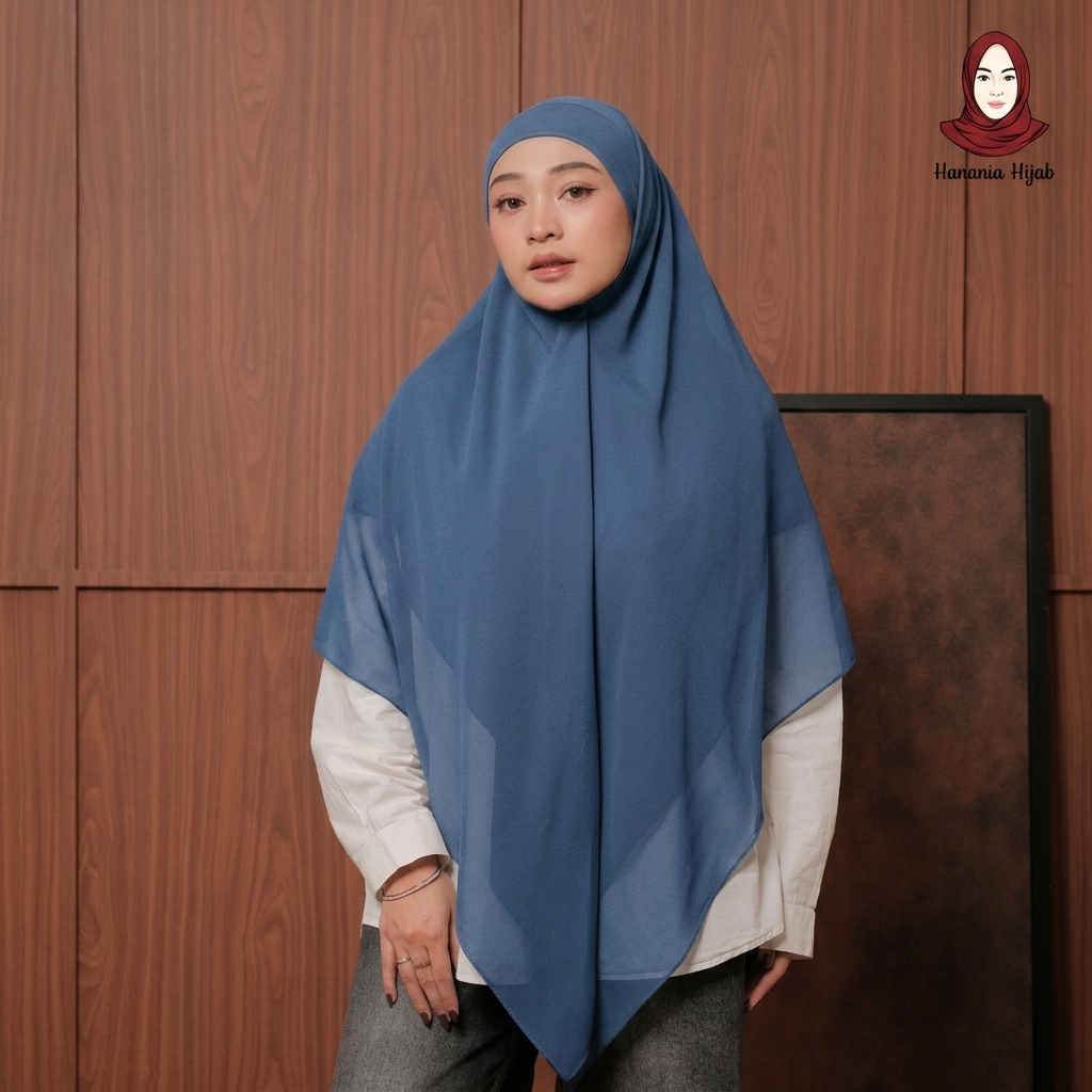 Hanania Hijab - Aura Khiban French Square Syar'i L Segiempat Tali | Khimar Bandana Ceruty Babydoll