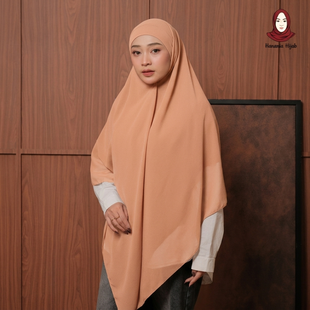 Hanania Hijab - Aura Khiban French Square Syar'i Jumbo XL Segiempat Tali | Khimar Bandana Ceruty Babydoll Utimate