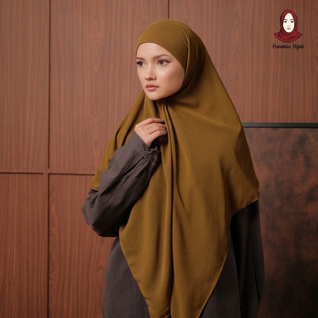 Hanania Hijab - Aura Khiban French Square Segiempat Tali Size M | Khimar Bandana Ceruty Babydoll