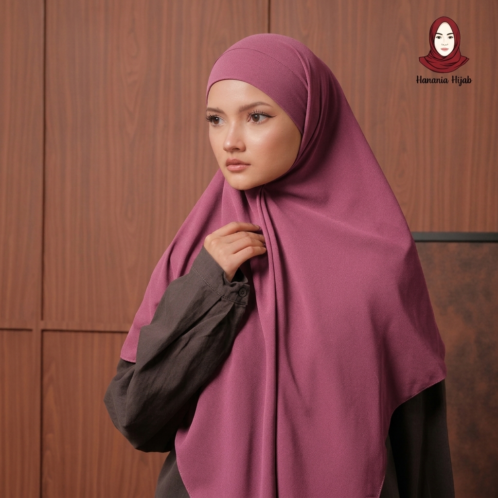 Hanania Hijab - Aura Khiban French Square Segiempat Tali Size M | Khimar Bandana Ceruty Babydoll