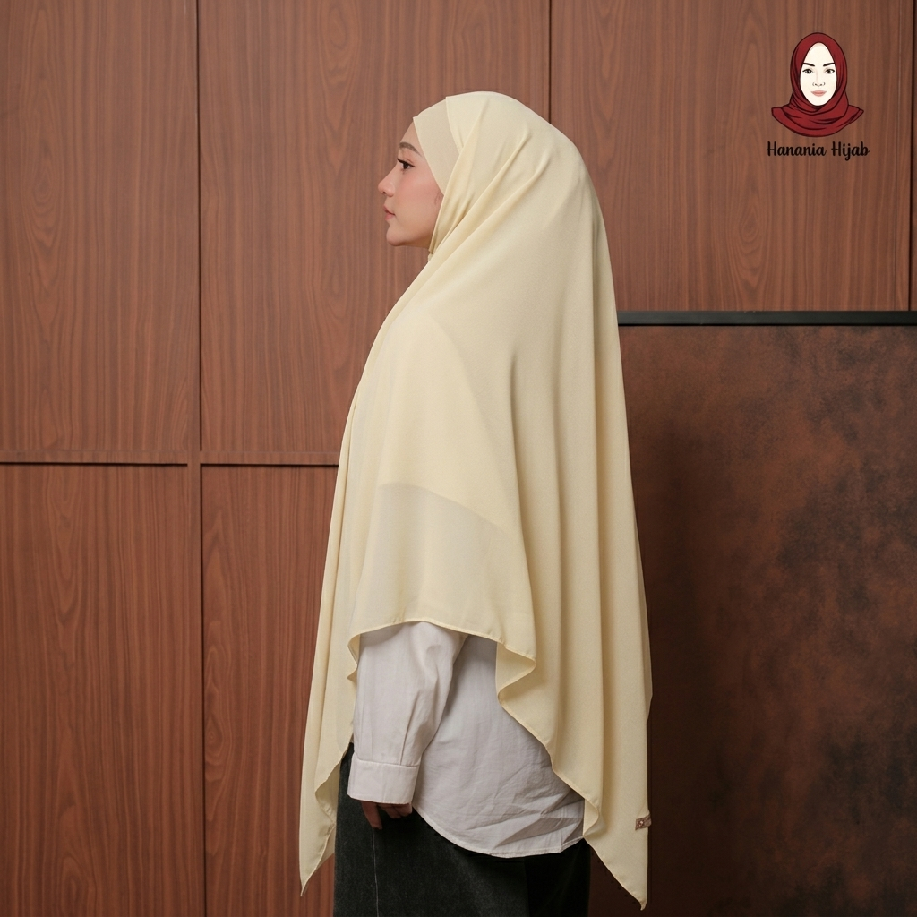 Hanania Hijab - Aura Khiban French Square Syar'i Jumbo XL Segiempat Tali | Khimar Bandana Ceruty Babydoll Utimate