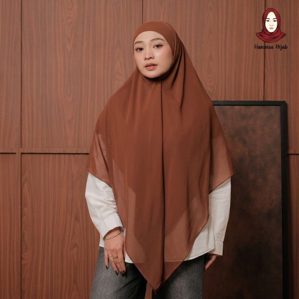 Hanania Hijab - Aura Khiban French Square Syar'i L Segiempat Tali | Khimar Bandana Ceruty Babydoll