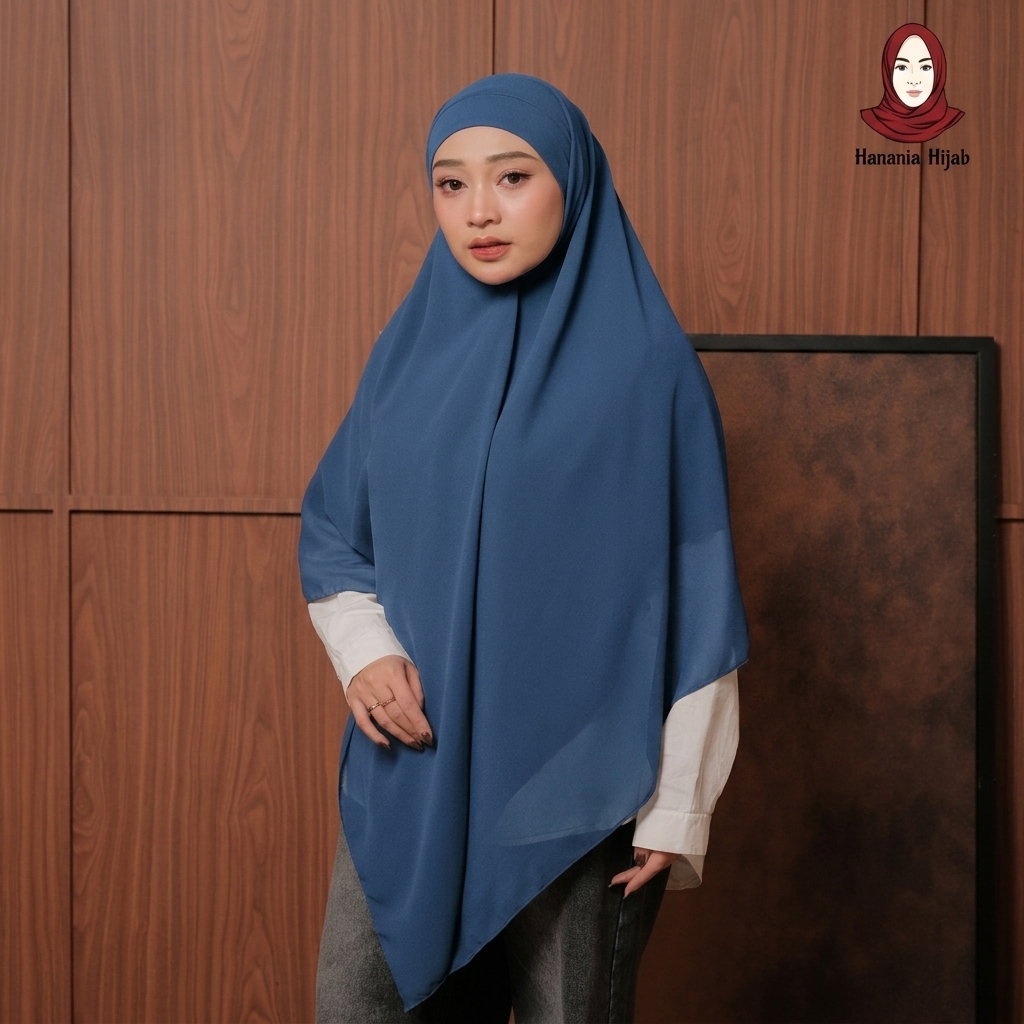 Hanania Hijab - Aura Khiban French Square Syar'i Jumbo XL Segiempat Tali | Khimar Bandana Ceruty Babydoll Utimate