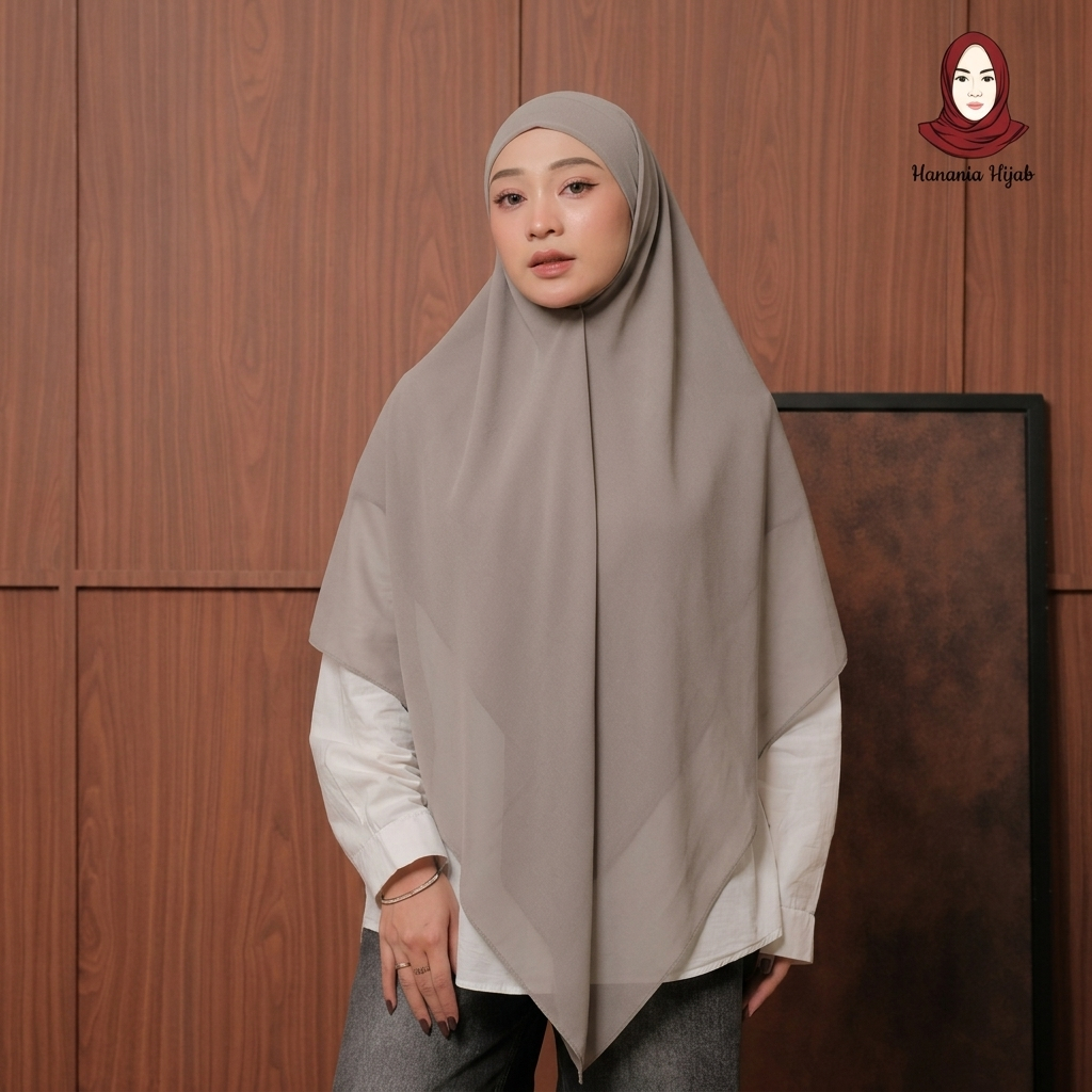 Hanania Hijab - Aura Khiban French Square Syar'i L Segiempat Tali | Khimar Bandana Ceruty Babydoll