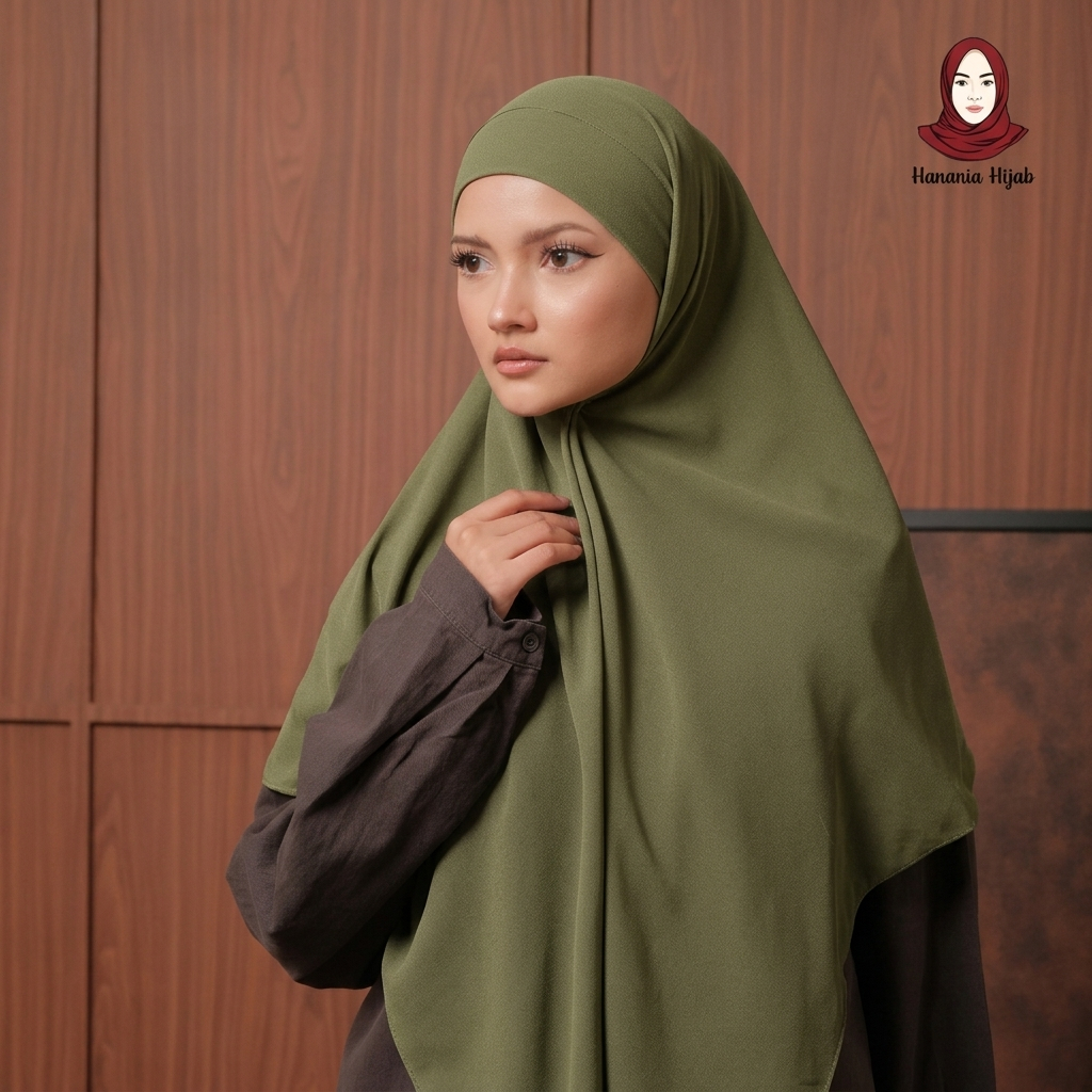 Hanania Hijab - Aura Khiban French Square Segiempat Tali Size M | Khimar Bandana Ceruty Babydoll
