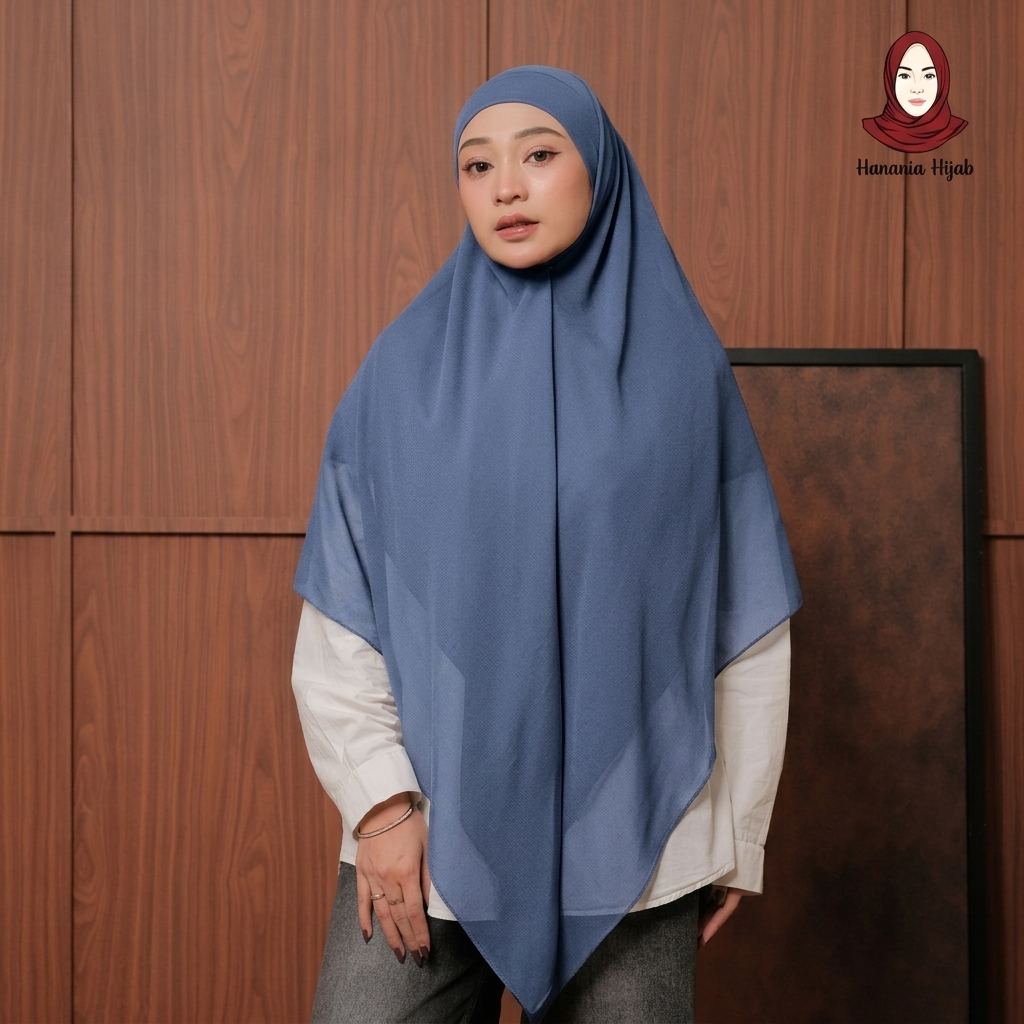 Hanania Hijab - Aura Khiban French Square Syar'i L Segiempat Tali | Khimar Bandana Ceruty Babydoll