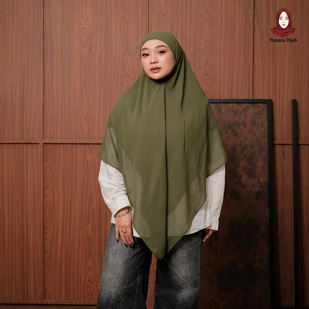 Hanania Hijab - Aura Khiban French Square Syar'i Jumbo XL Segiempat Tali | Khimar Bandana Ceruty Babydoll Utimate