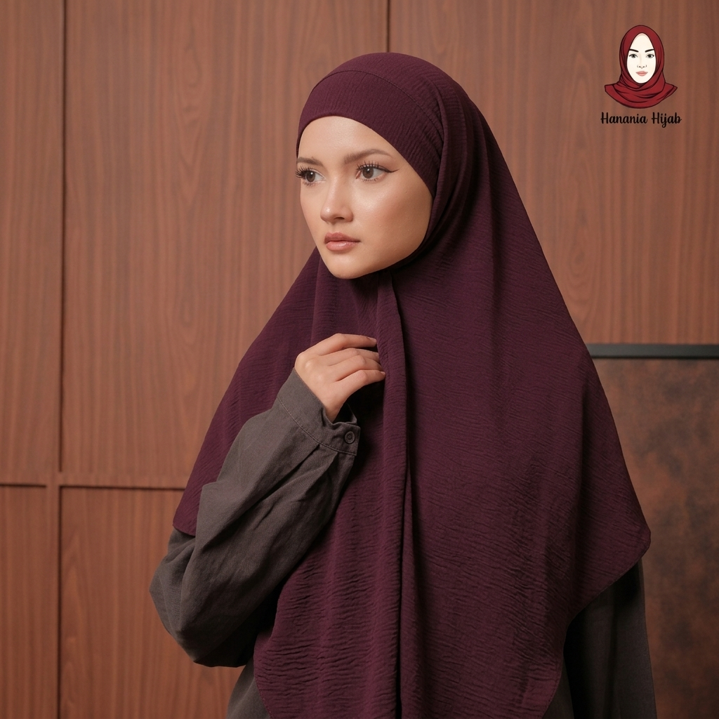 Hanania Hijab - Aura Khiban French Square Segiempat Tali Size M | Khimar Bandana Ceruty Babydoll
