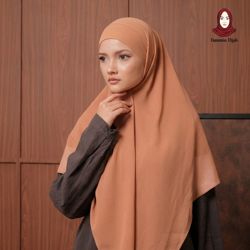 Hanania Hijab - Aura Khiban French Square Segiempat Tali Size M | Khimar Bandana Ceruty Babydoll