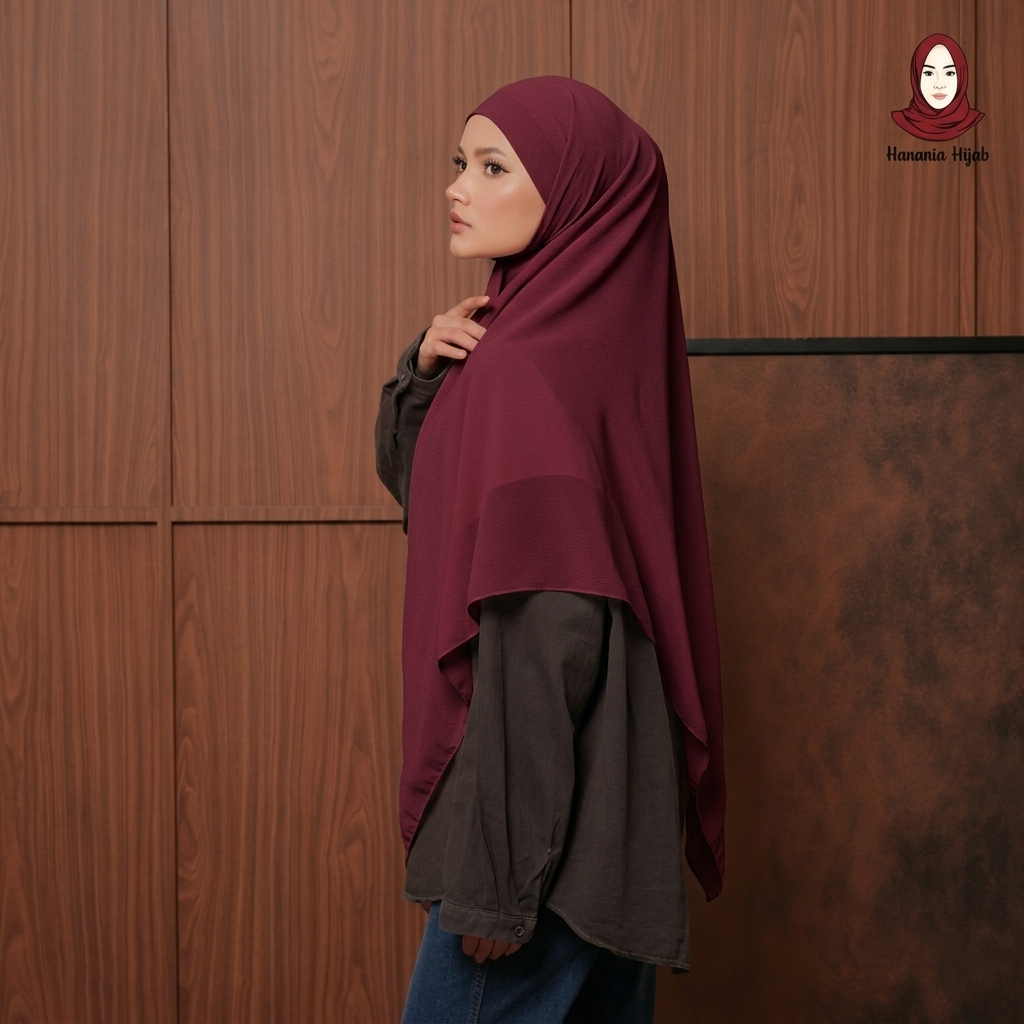Hanania Hijab - Aura Khiban French Square Syar'i L Segiempat Tali | Khimar Bandana Ceruty Babydoll