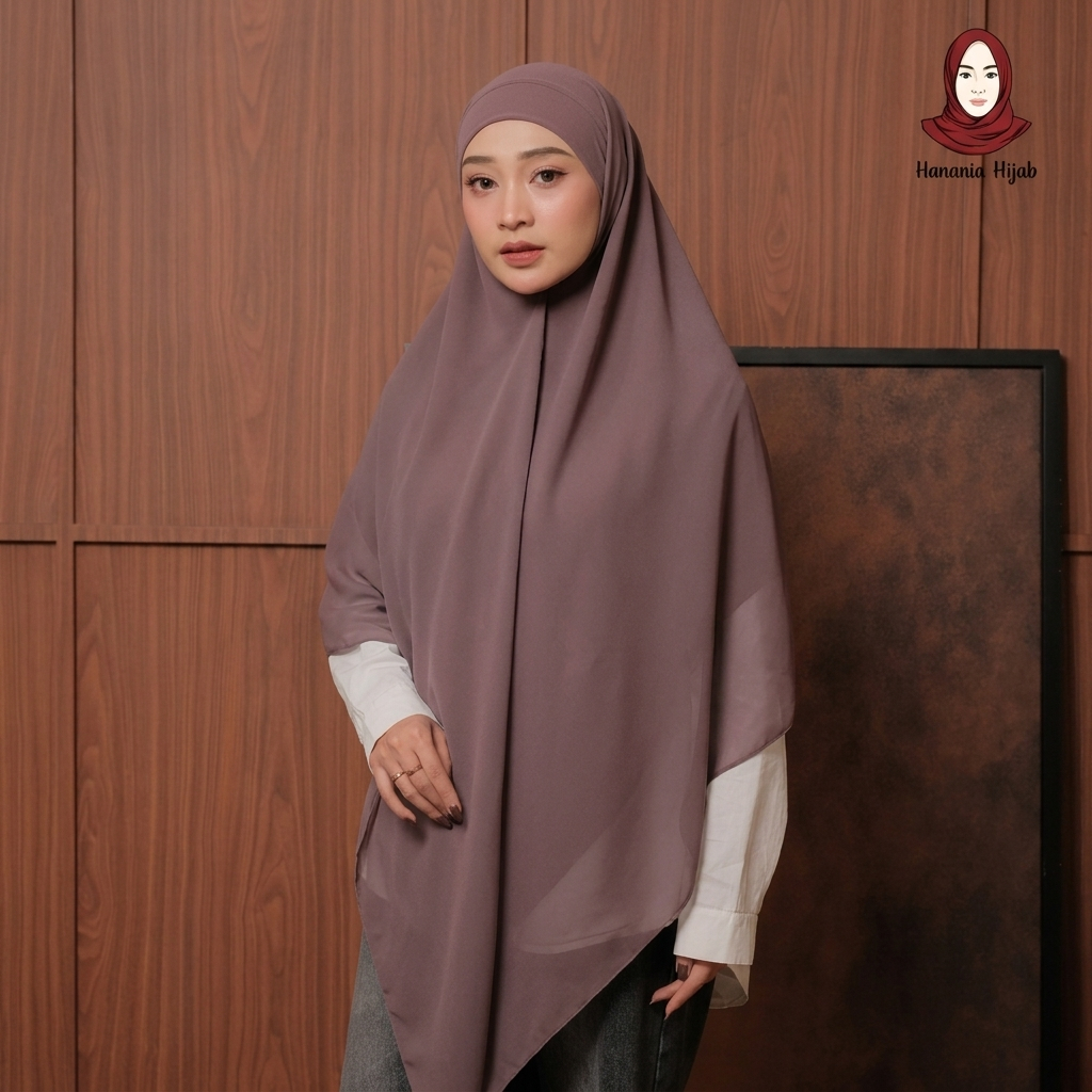 Hanania Hijab - Aura Khiban French Square Syar'i Jumbo XL Segiempat Tali | Khimar Bandana Ceruty Babydoll Utimate