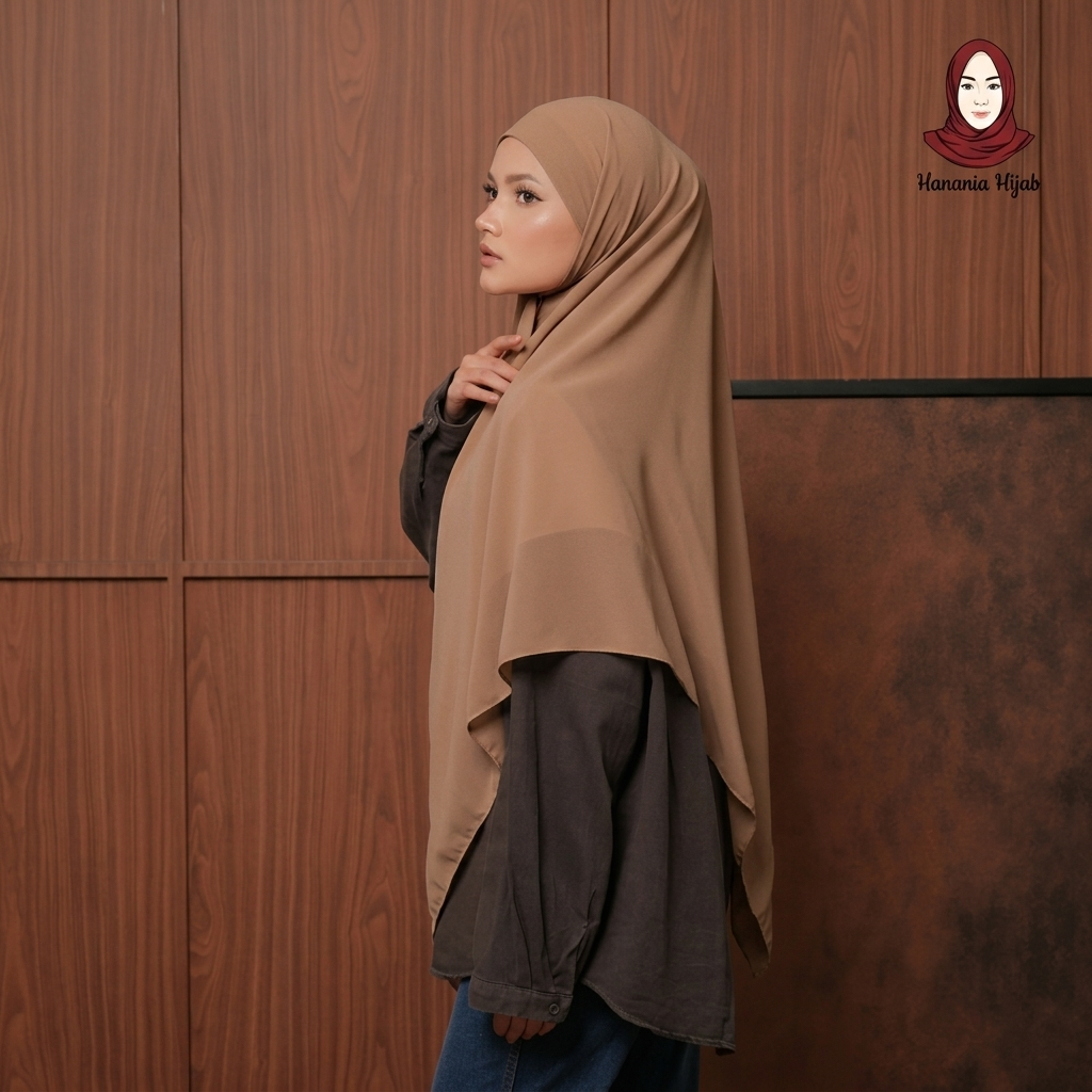 Hanania Hijab - Aura Khiban French Square Syar'i L Segiempat Tali | Khimar Bandana Ceruty Babydoll