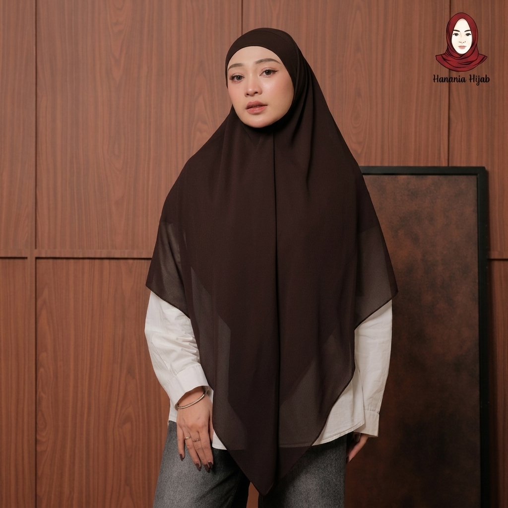 Hanania Hijab - Aura Khiban French Square Syar'i L Segiempat Tali | Khimar Bandana Ceruty Babydoll