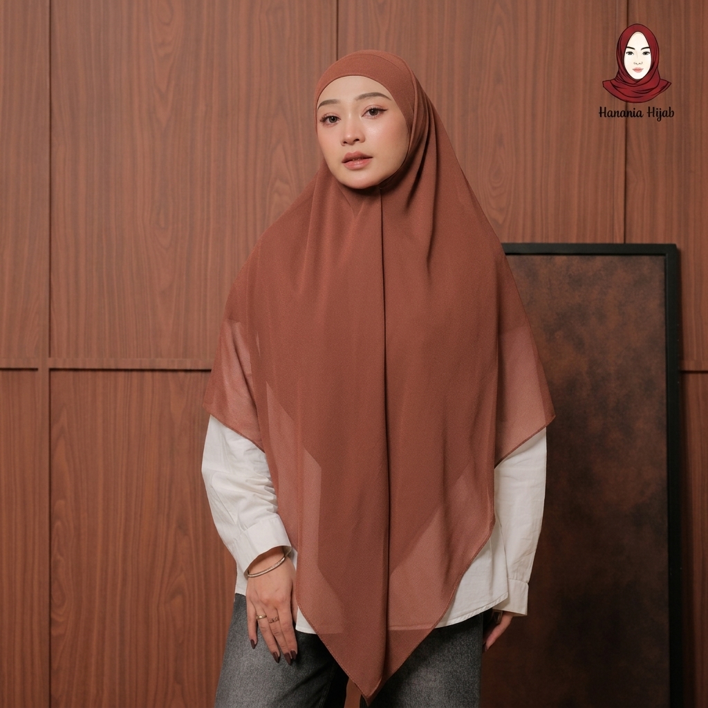 Hanania Hijab - Aura Khiban French Square Syar'i L Segiempat Tali | Khimar Bandana Ceruty Babydoll